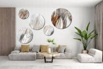 Artystyczny Zestaw Obrazów Okrągłych – Minimalizm i Szyk | Abstrakcja w kolorach beżu i brązu | Dekoracja ścienna 42211 - miniaturka 2
