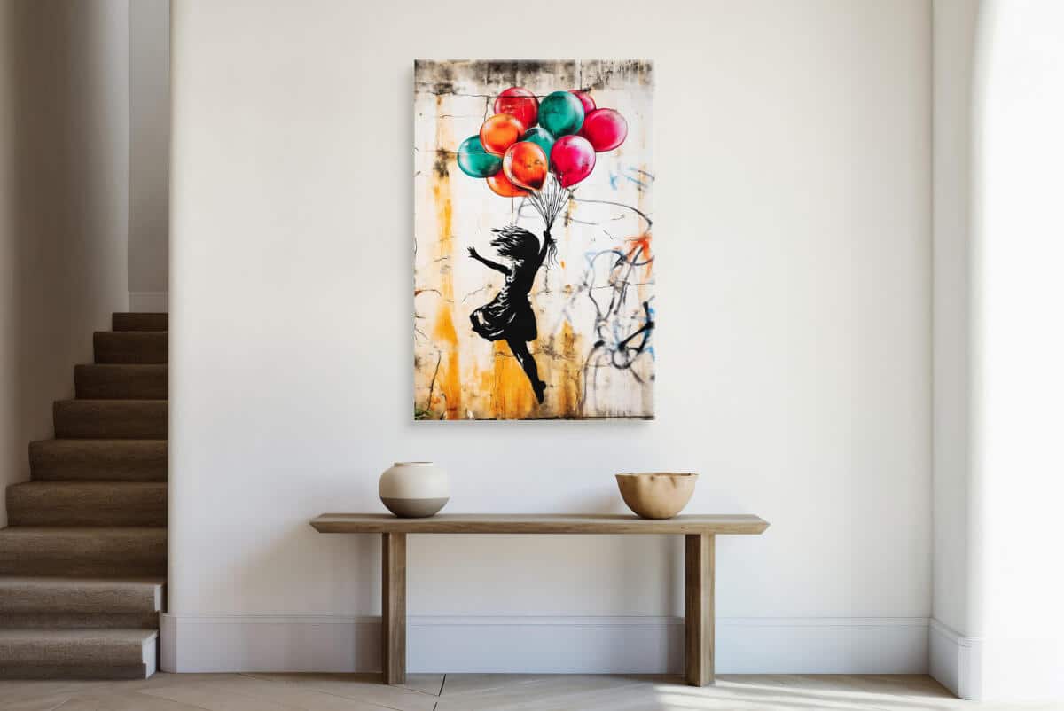 Obraz na płótnie– Dziewczynka z Balonikami | Nowoczesna Grafika Street Art 95000 - zdjęcie 3