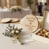 Drewniany magnes podziękowanie dla gości podziękowania Komunia Święta Chrzest 10 sztuk, P07 - miniaturka 4