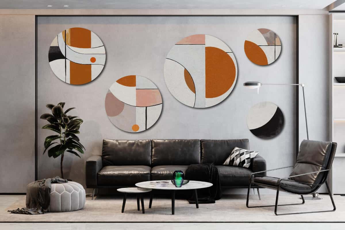 Nowoczesne Obrazy Okrągłe -Kolorowa Geometria | Skandynawska dekoracja na ścianę | Komplet do biura i domu 42198 - zdjęcie 2