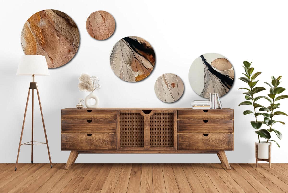 Zestaw 5 Obrazów na Ścianę – Piaskowa Abstrakcja | Nowoczesny design do sypialni i salonu | Złote akcenty 42209 - zdjęcie 7