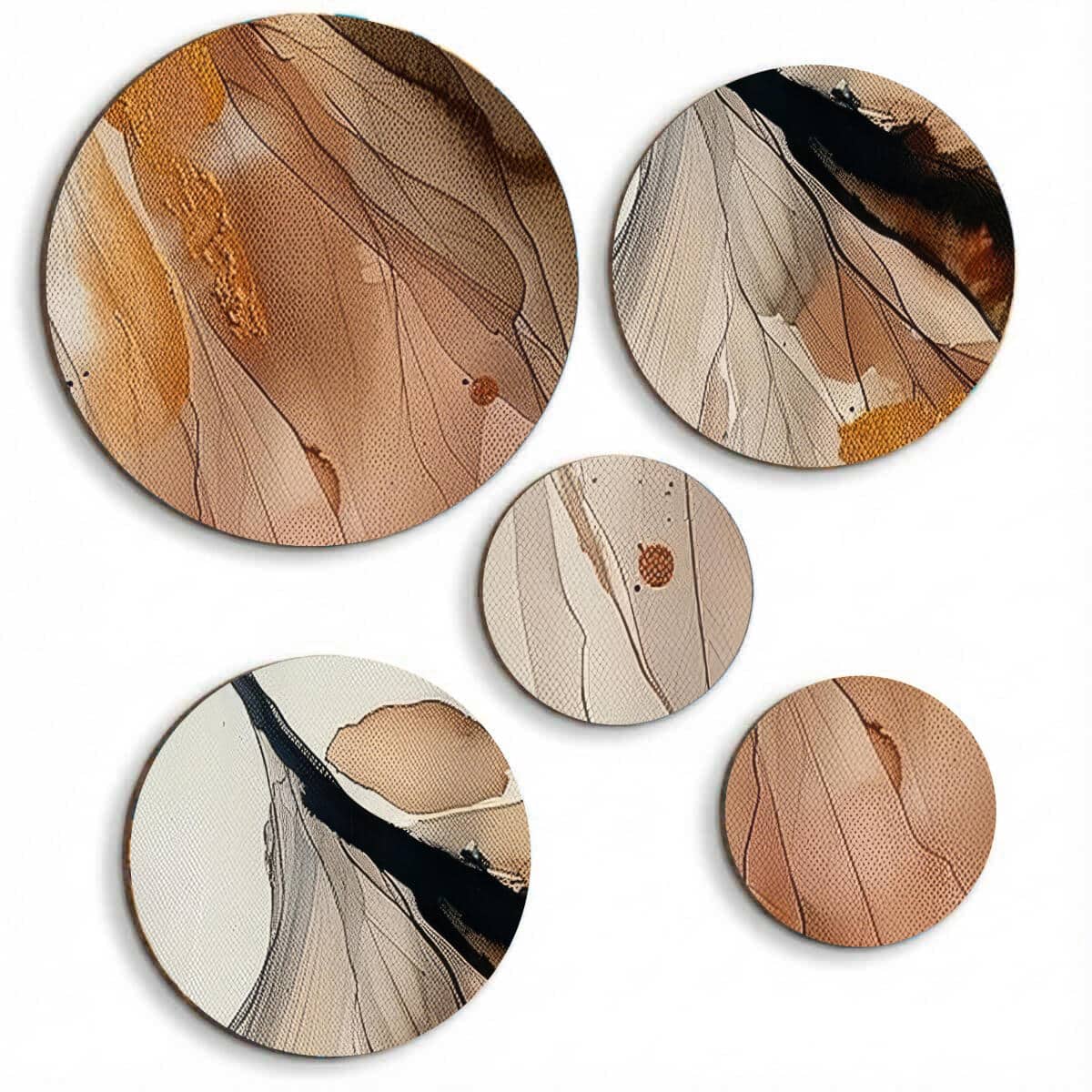 Zestaw 5 Obrazów na Ścianę – Piaskowa Abstrakcja | Nowoczesny design do sypialni i salonu | Złote akcenty 42209 - zdjęcie 1