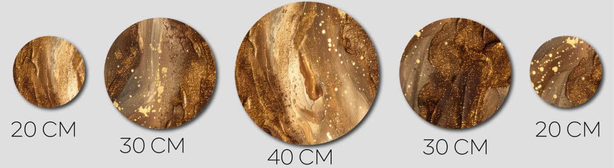 Zestaw obrazów na Ścianę - Efekt Złota i Miedzi | Nowoczesna abstrakcja do eleganckiego wnętrza | Ozdobne koła 42212 - zdjęcie 5