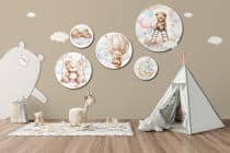 Dekoracyjne Obrazy dla Dzieci | Misie i Zajączki | Styl skandynawski do pokoju malucha | Zestaw pastelowych ozdób 42193 - miniaturka 6
