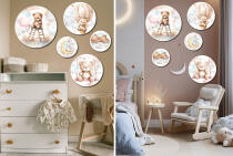 Dekoracyjne Obrazy dla Dzieci | Misie i Zajączki | Styl skandynawski do pokoju malucha | Zestaw pastelowych ozdób 42193 - miniaturka 3