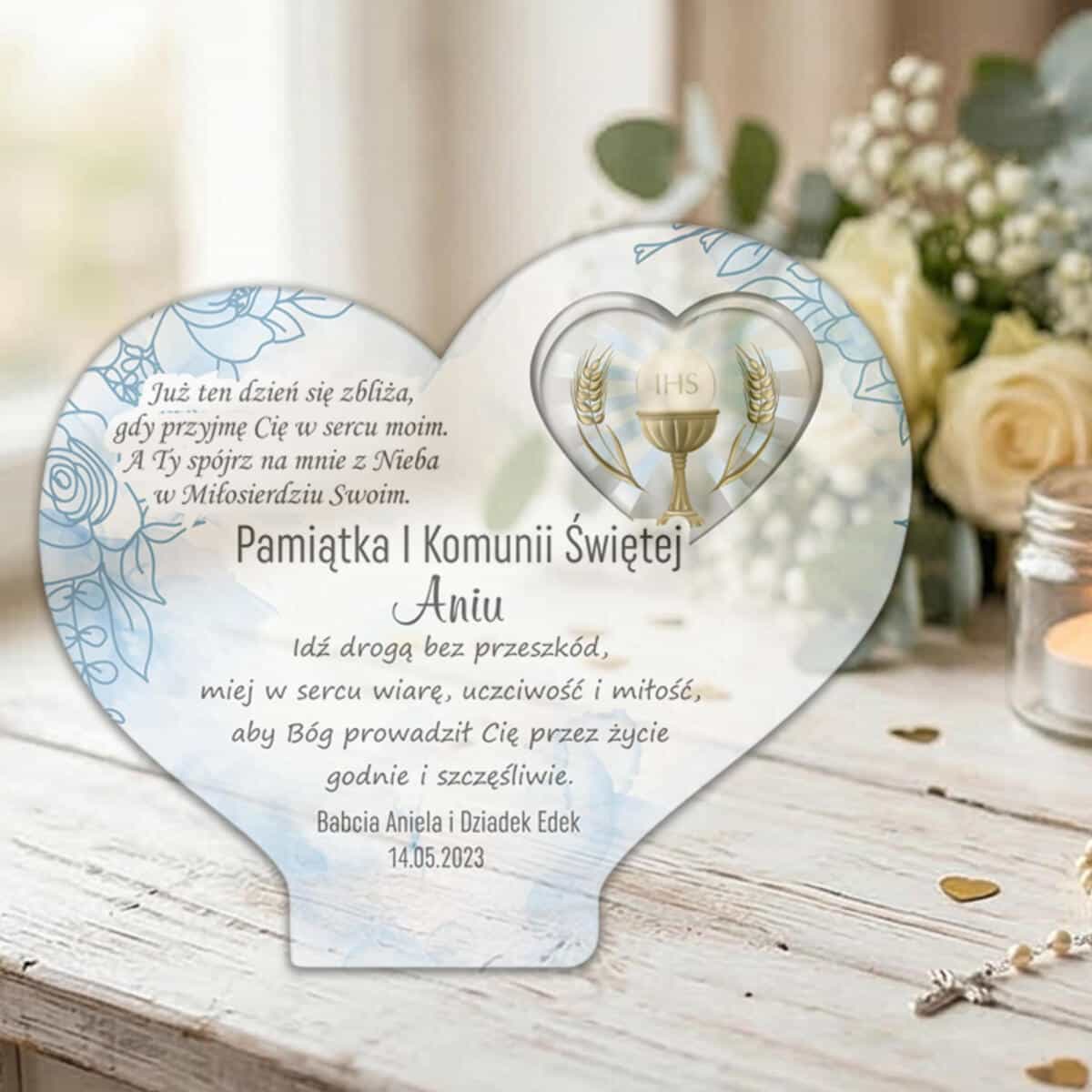 Statuetka serce Pamiątka Pierwszej Komunii Świętej prezent na komunię 77795 - zdjęcie 3