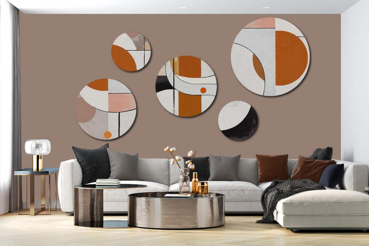 Nowoczesne Obrazy Okrągłe -Kolorowa Geometria | Skandynawska dekoracja na ścianę | Komplet do biura i domu 42198 - zdjęcie 3