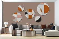 Nowoczesne Obrazy Okrągłe -Kolorowa Geometria | Skandynawska dekoracja na ścianę | Komplet do biura i domu 42198 - miniaturka 3