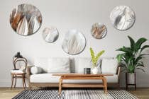 Artystyczny Zestaw Obrazów Okrągłych – Minimalizm i Szyk | Abstrakcja w kolorach beżu i brązu | Dekoracja ścienna 42211 - miniaturka 4