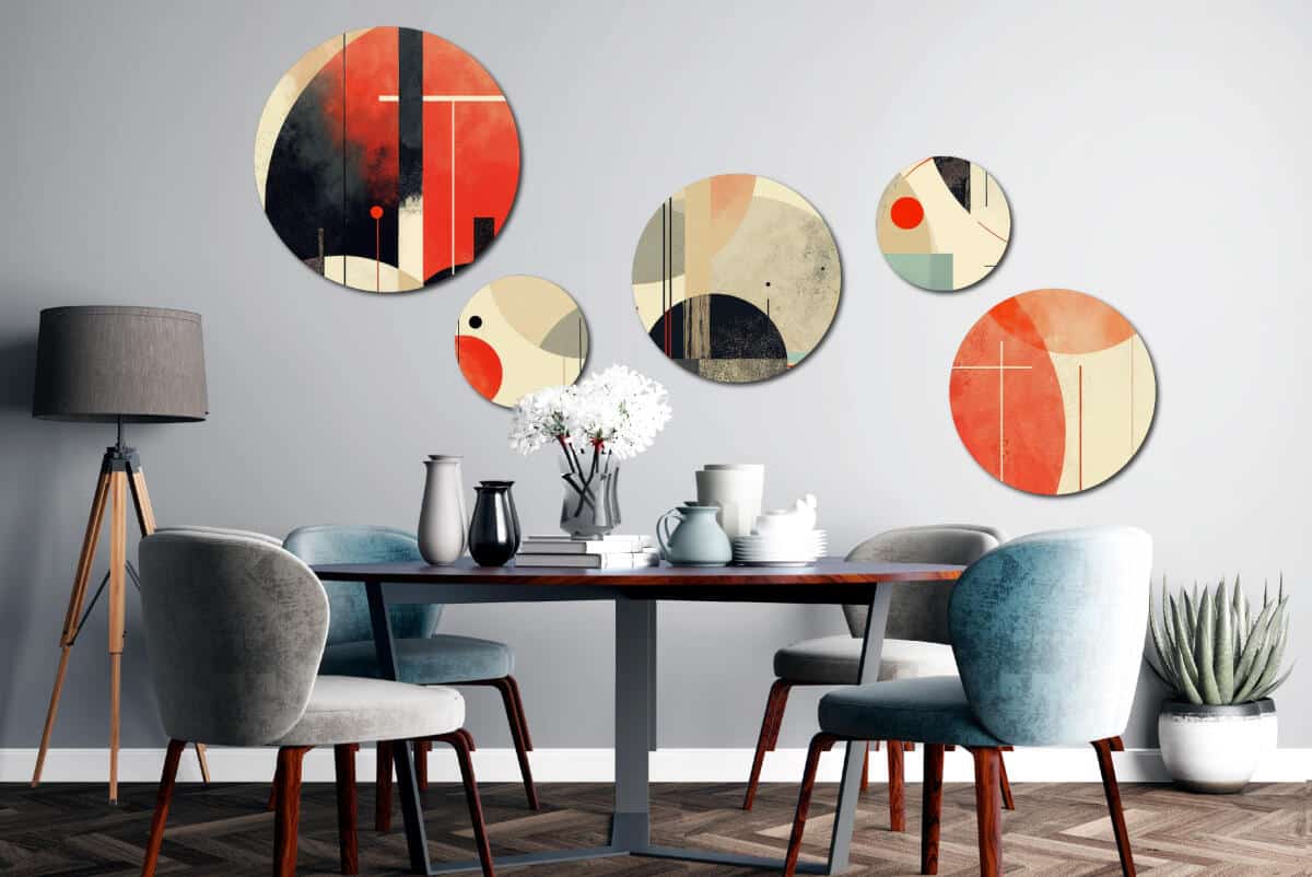 Zestaw obrazów na ścianę - Czerwień i Czerń | Abstrakcja geometryczna Loft | Nowoczesna galeria ścienna 42199 - zdjęcie 5