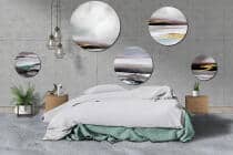 Minimalistyczne Obrazy Okrągłe – Krajobraz z Ptakami | Złota Abstrakcja na ścianę | Dekoracja do Salonu 42213 - miniaturka 3