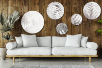 Botaniczny Zestaw Obrazów Koła - Białe Paprocie | Styl Skandynawski i Minimalizm | Nowoczesna ozdoba na ścianę 42206 - miniaturka 5