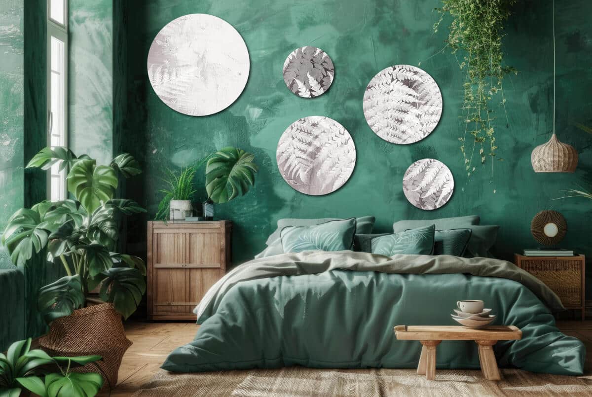 Botaniczny Zestaw Obrazów Koła - Białe Paprocie | Styl Skandynawski i Minimalizm | Nowoczesna ozdoba na ścianę 42206 - zdjęcie 6