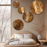 Zestaw obrazów na Ścianę - Efekt Złota i Miedzi | Nowoczesna abstrakcja do eleganckiego wnętrza | Ozdobne koła 42212 - miniaturka 7