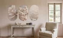 Beżowy Tryptyk w stylu Boho-  Trawy | Oryginalny Zestaw Obrazów w kształcie Elipsy 82395 - miniaturka 2