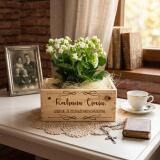 Skrzynka drewniana na kwiaty, Chrzest, Komunia, podziękowanie dla Chrzestnej  03 - miniaturka 3