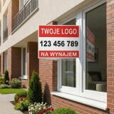 Baner 3D na okno- NA WYNAJEM | Reklama dla agentów i biur nieruchomości + Logo i Numer telefonu - miniaturka 3