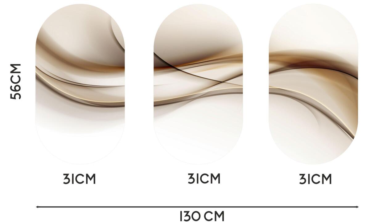 Elegancki Tryptyk- Abstrakcja w Odcieniach Beżu | Obrazy Elipsa, łuk 82399 - zdjęcie 3