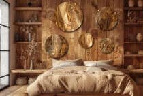 Zestaw obrazów na Ścianę - Efekt Złota i Miedzi | Nowoczesna abstrakcja do eleganckiego wnętrza | Ozdobne koła 42212 - miniaturka 6