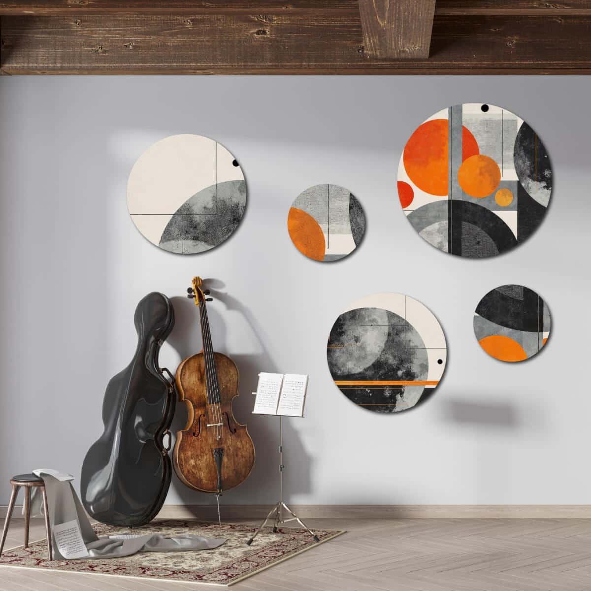 Zestaw 5 Obrazów na Ścianę – Kosmiczna Abstrakcja Planety | Minimalistyczna dekoracja Loft | Grafika ścienna 42201 - zdjęcie 9