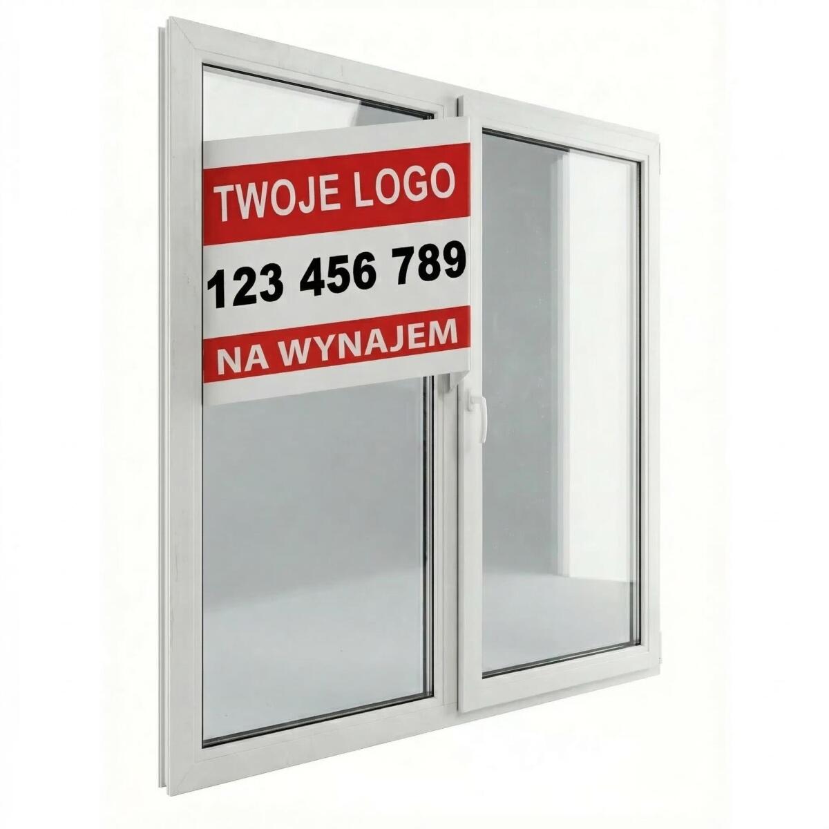 Baner 3D na okno- NA WYNAJEM | Reklama dla agentów i biur nieruchomości + Logo i Numer telefonu - zdjęcie 6