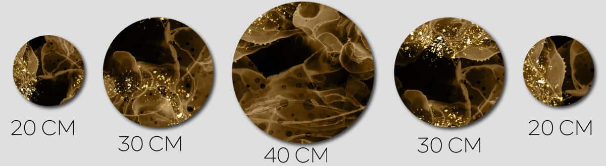 Abstrakcyjny Zestaw Ścienny Płynne Złoto | Eleganckie Obrazy Okrągłe Loft | Ozdoba w Stylu Glamour i Modern 42197 - zdjęcie 4