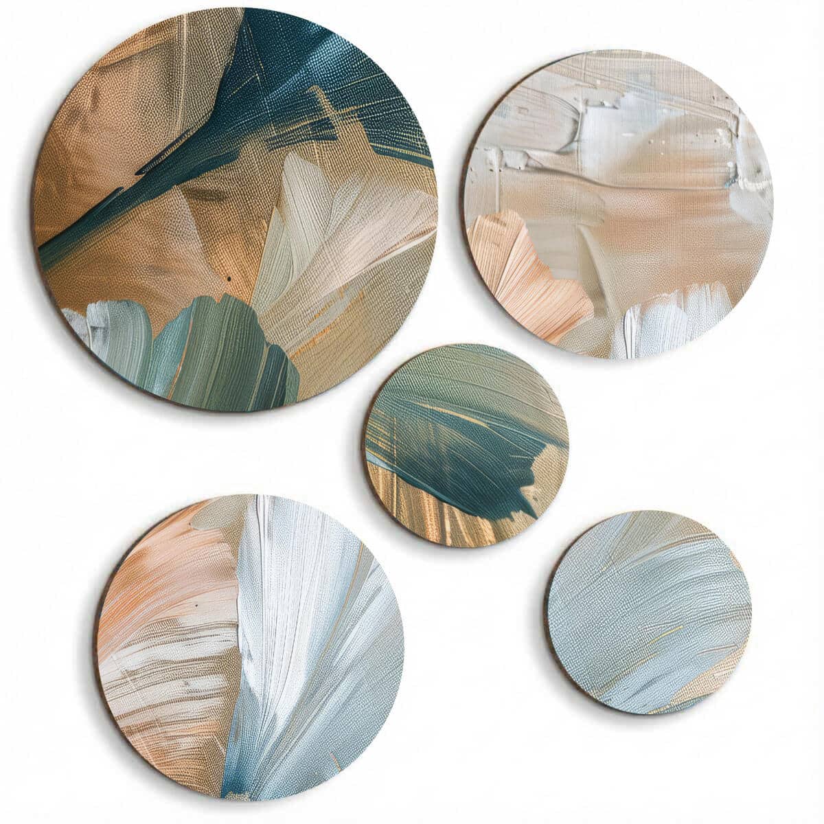 Eleganckie Obrazy Okrągłe - Morska Zieleń i Brąz| Nowoczesny design wnętrz | Artystyczna kompozycja ścienna 42208 - zdjęcie 1