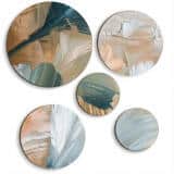 Eleganckie Obrazy Okrągłe - Morska Zieleń i Brąz| Nowoczesny design wnętrz | Artystyczna kompozycja ścienna 42208 - miniaturka 1