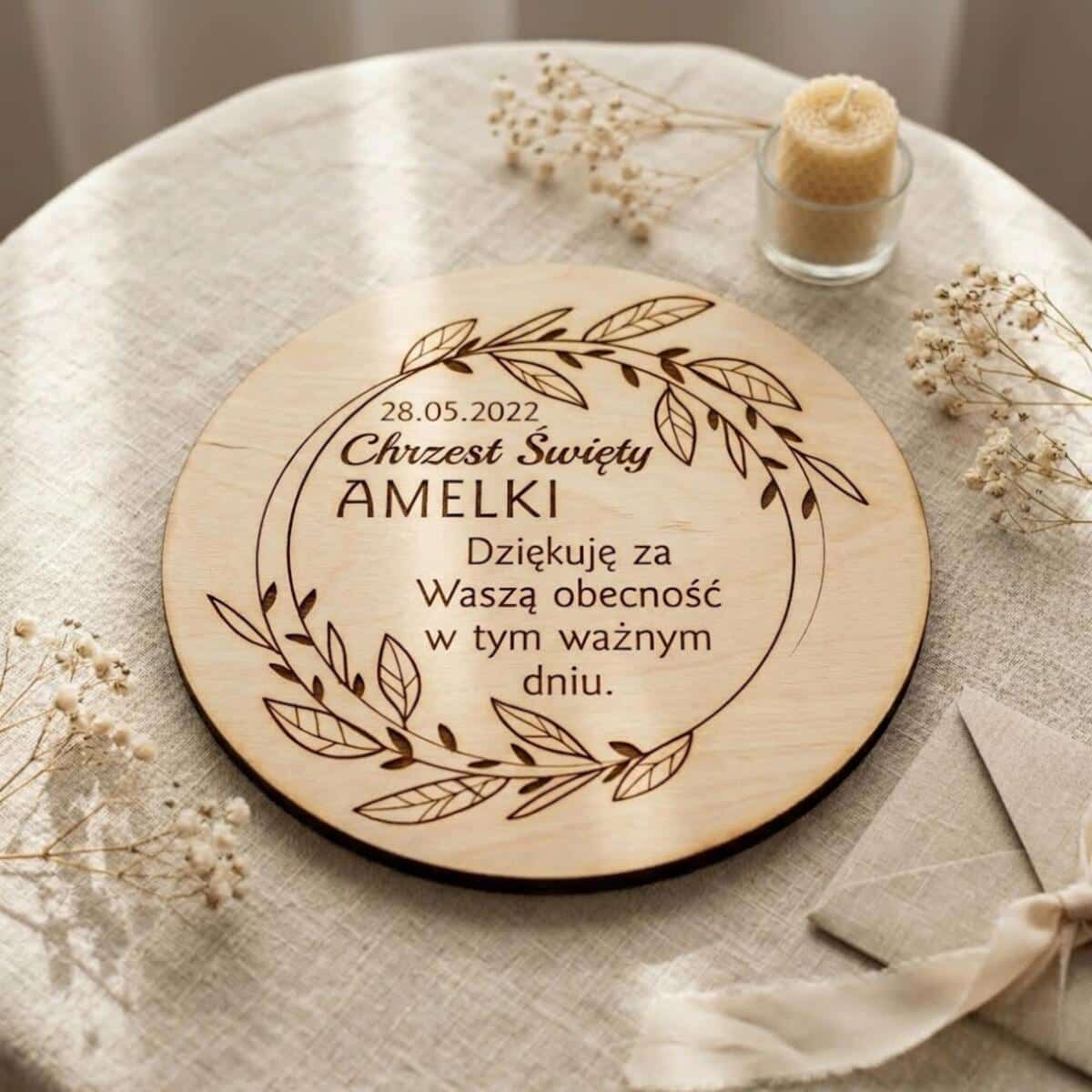 Drewniany magnes podziękowanie dla gości podziękowania Komunia Święta Chrzest 10 sztuk, P10 - zdjęcie 6