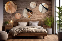 Zestaw 5 Obrazów na Ścianę – Piaskowa Abstrakcja | Nowoczesny design do sypialni i salonu | Złote akcenty 42209 - miniaturka 6