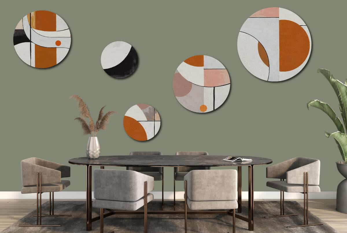 Nowoczesne Obrazy Okrągłe -Kolorowa Geometria | Skandynawska dekoracja na ścianę | Komplet do biura i domu 42198 - zdjęcie 4