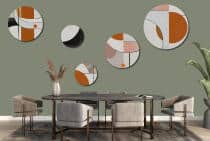 Nowoczesne Obrazy Okrągłe -Kolorowa Geometria | Skandynawska dekoracja na ścianę | Komplet do biura i domu 42198 - miniaturka 4