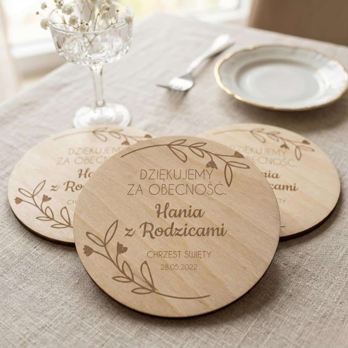 Drewniany magnes podziękowanie dla gości podziękowania Komunia Święta Chrzest 10 sztuk, P09 - zdjęcie 3