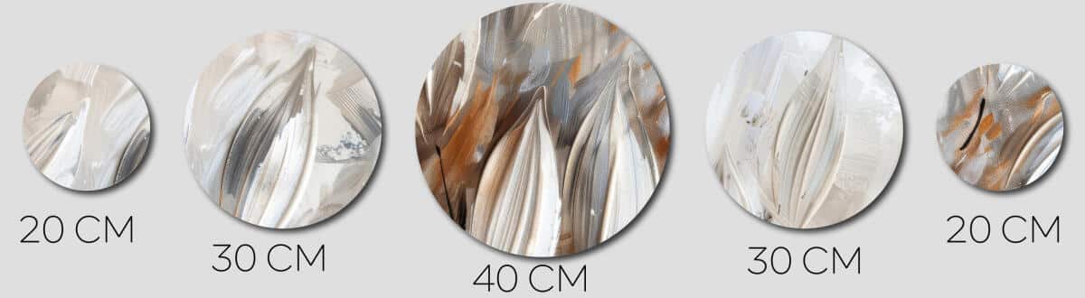 Artystyczny Zestaw Obrazów Okrągłych – Minimalizm i Szyk | Abstrakcja w kolorach beżu i brązu | Dekoracja ścienna 42211 - zdjęcie 3