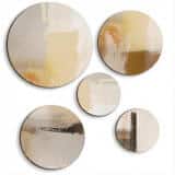 Nowoczesny Zestaw 5 Obrazów Okrągłych – Beżowa Abstrakcja | Piaskowa ozdoba na ścianę do salonu boho | Dekoracja premium 42205 - miniaturka 1