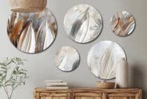 Artystyczny Zestaw Obrazów Okrągłych – Minimalizm i Szyk | Abstrakcja w kolorach beżu i brązu | Dekoracja ścienna 42211 - miniaturka 6