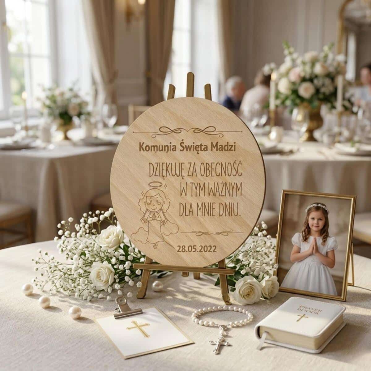 Drewniany magnes podziękowanie dla gości podziękowania Komunia Święta Chrzest 10 sztuk, P03 - zdjęcie 6