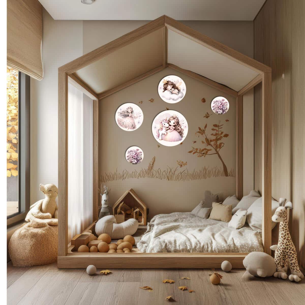 Pastelowe Dekoracje Ścienne - Wróżki i Kwiaty | Styl Boho do pokoju małej damy | Zestaw kolorowych obrazków 42192 - zdjęcie 2