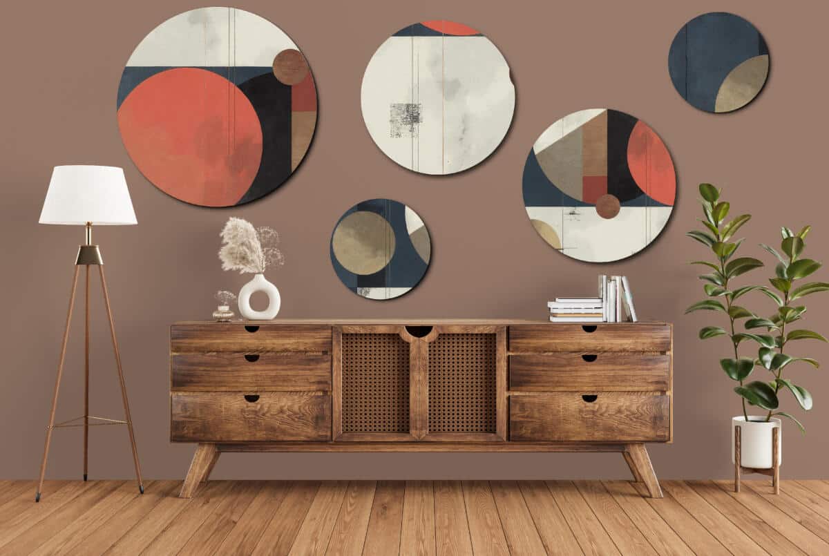 Kolorowa Geometria w Kole - Zestaw Obrazów Premium | Skandynawska dekoracja na ścianę | Komplet do biura i domu 42202 - zdjęcie 9