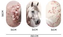 Zestaw obrazów owalnych- Biały Koń w Kwiatach Wiśni | Romantyczna dekoracja ścienna 82394 - miniaturka 6