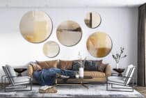 Nowoczesny Zestaw 5 Obrazów Okrągłych – Beżowa Abstrakcja | Piaskowa ozdoba na ścianę do salonu boho | Dekoracja premium 42205 - miniaturka 4