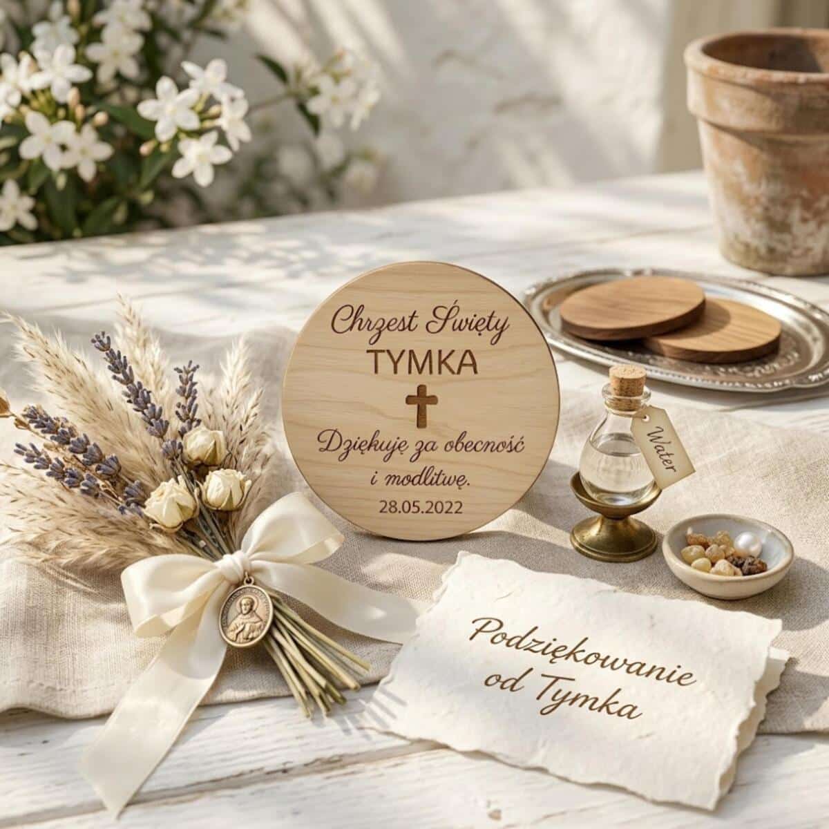 Drewniany magnes podziękowanie dla gości podziękowania Komunia Święta Chrzest 10 sztuk, P07 - zdjęcie 6