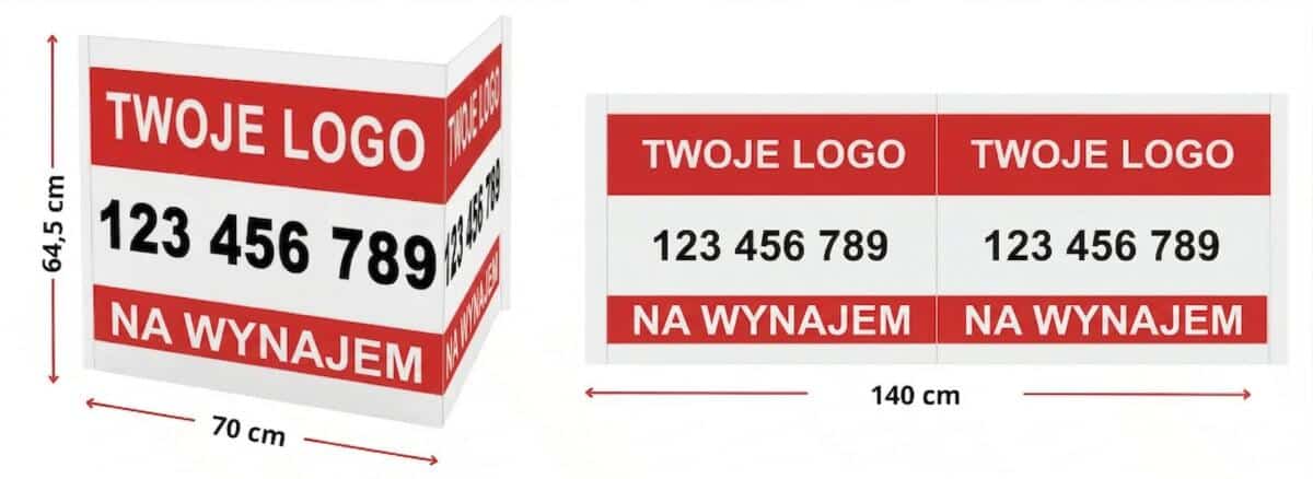 Baner 3D na okno- NA WYNAJEM | Reklama dla agentów i biur nieruchomości + Logo i Numer telefonu - zdjęcie 3