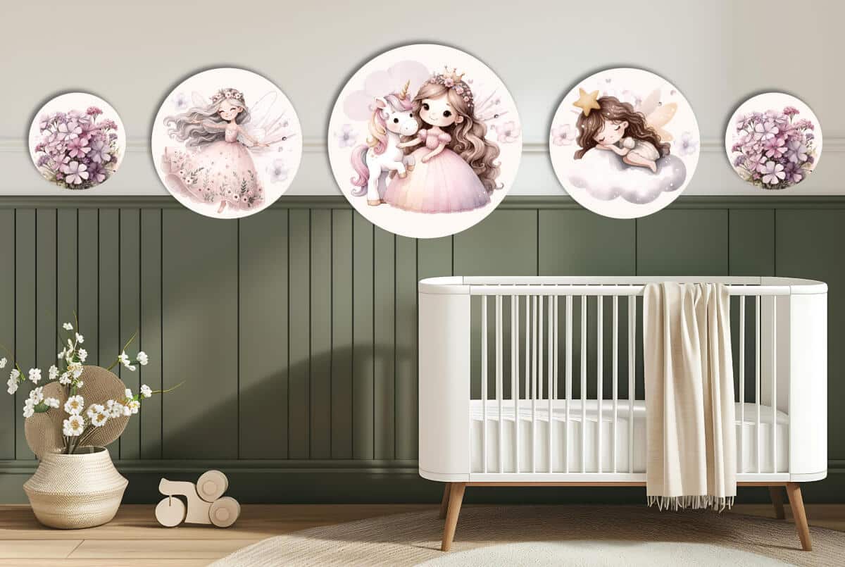 Pastelowe Dekoracje Ścienne - Wróżki i Kwiaty | Styl Boho do pokoju małej damy | Zestaw kolorowych obrazków 42192 - zdjęcie 4