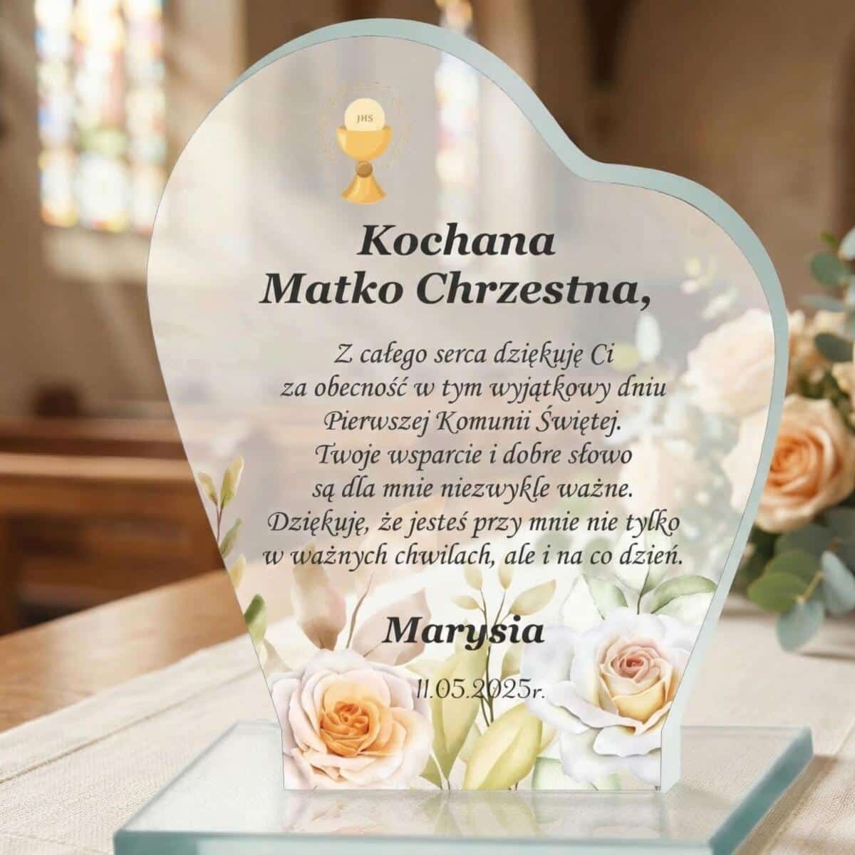 Podziękowanie dla Matki Chrzestnej Komunia | Pierwsza Komunia Święta Prezent dla Rodziców Chrzestnych- Statuetka 66083 - zdjęcie 2