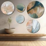 Eleganckie Obrazy Okrągłe - Morska Zieleń i Brąz| Nowoczesny design wnętrz | Artystyczna kompozycja ścienna 42208 - miniaturka 3