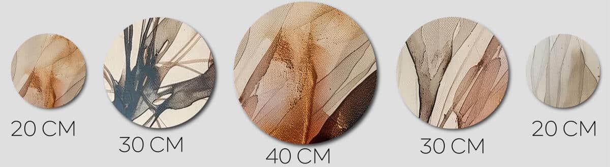 Nowoczesne Obrazy Okrągłe – Beżowa Abstrakcja | Zestaw 5 sztuk w kolorach ziemi | Dekoracja do salonu i sypialni 42214 - zdjęcie 3