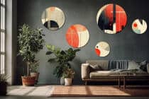 Zestaw obrazów na ścianę - Czerwień i Czerń | Abstrakcja geometryczna Loft | Nowoczesna galeria ścienna 42199 - miniaturka 8