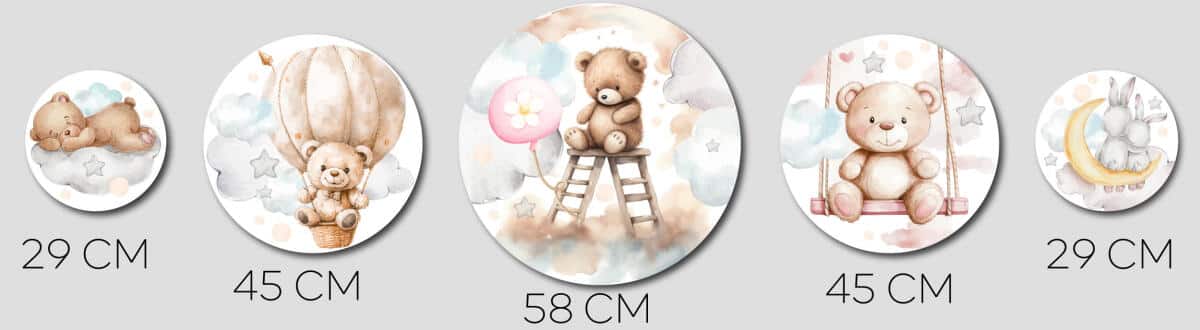 Dekoracyjne Obrazy dla Dzieci | Misie i Zajączki | Styl skandynawski do pokoju malucha | Zestaw pastelowych ozdób 42193 - zdjęcie 9