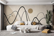 Abstrakcyjna Fototapeta z motywem słońca i fal – Grafika Line Art 94257 - miniaturka 3